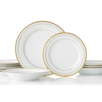 Thumbnail for 12 Piece Noritake Gold Hampshire Porcelain Dinnerware Set