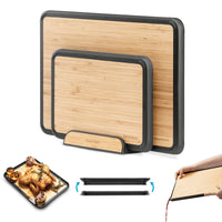 Thumbnail for 3 Piece Fledge Bamboo Chopping Board & Stand Set