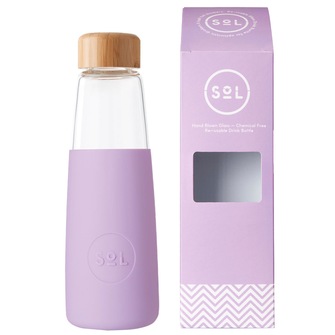 Lovely Lavender Glass Water Bottle