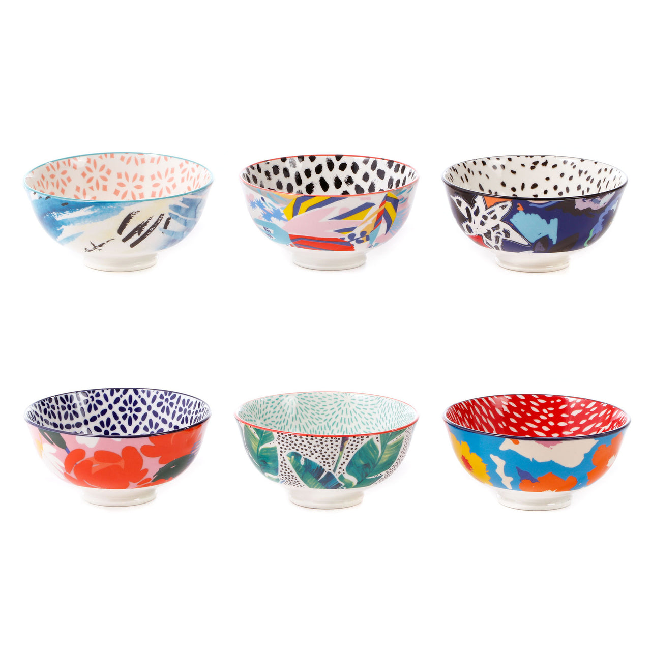 6 Piece Garden Lifestyle 12cm Ceramic Rice Bowl Set