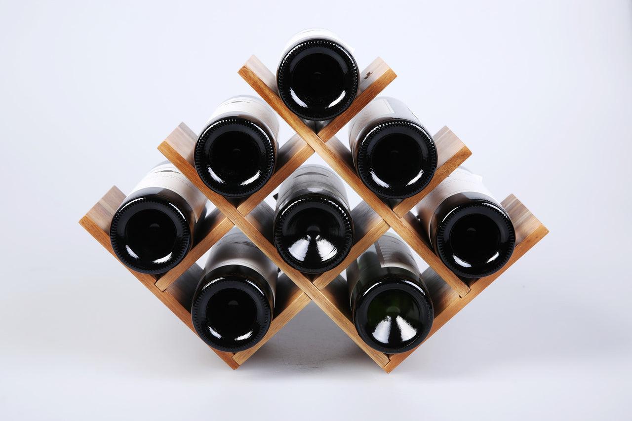 8 Bottle Acacia Wood Wine Rack