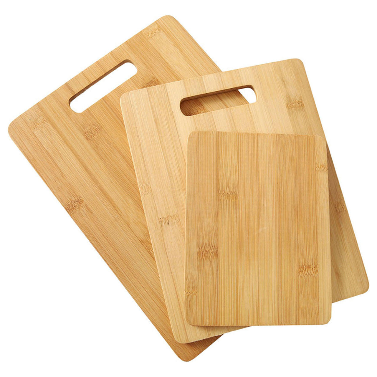 3 Piece Gourmet Kitchen Natural Bamboo Cutting Board Set