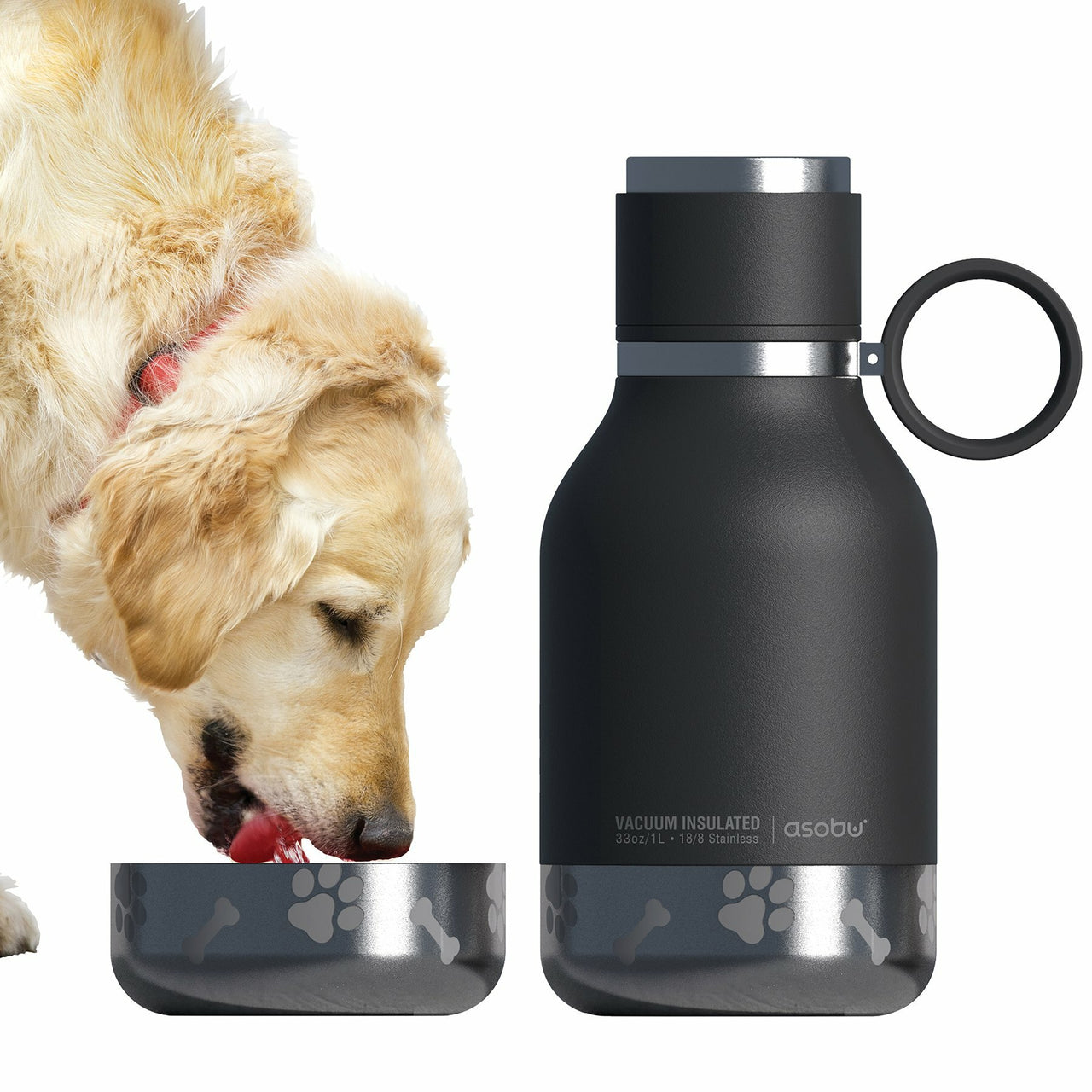 975ml Stainless Steel Travel Water Bottle with Dog Bowl