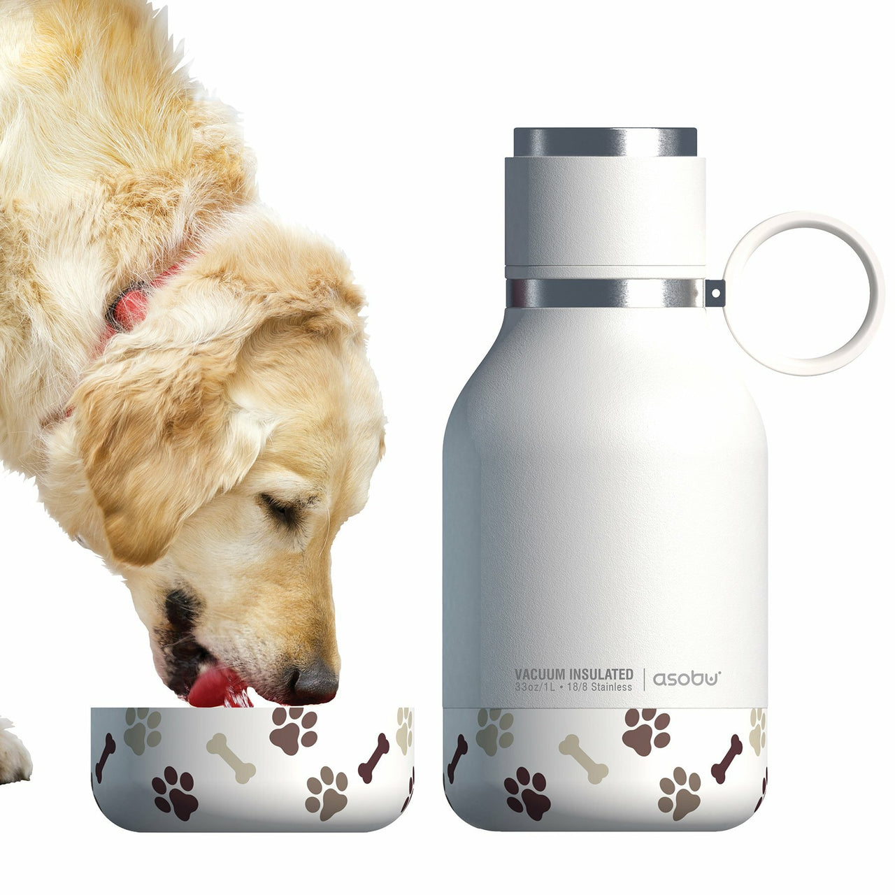 975ml Stainless Steel Travel Water Bottle with Dog Bowl