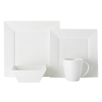 Thumbnail for 16 Piece Casual White Evolve Square Porcelain Dinner Set