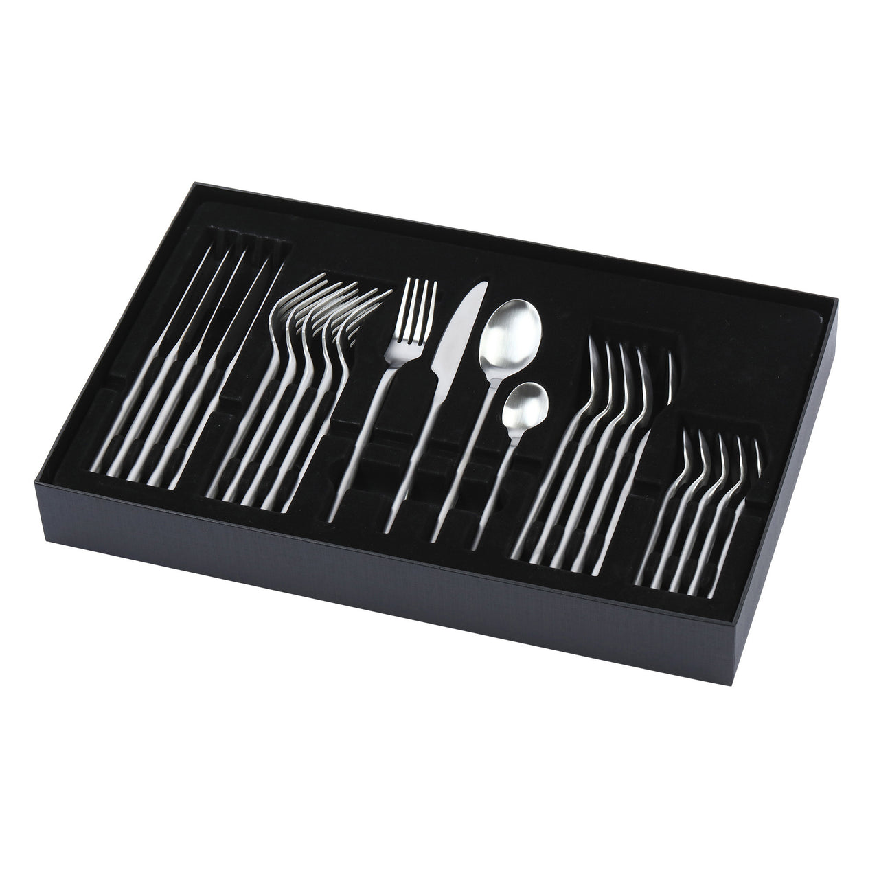 24 Piece Mirror Silver Polish Stainless Steel Cutlery Set