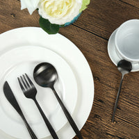 24 Piece Matte Black Polish Stainless Steel Cutlery Set