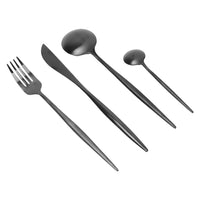 Thumbnail for 24 Piece Matte Black Polish Stainless Steel Cutlery Set