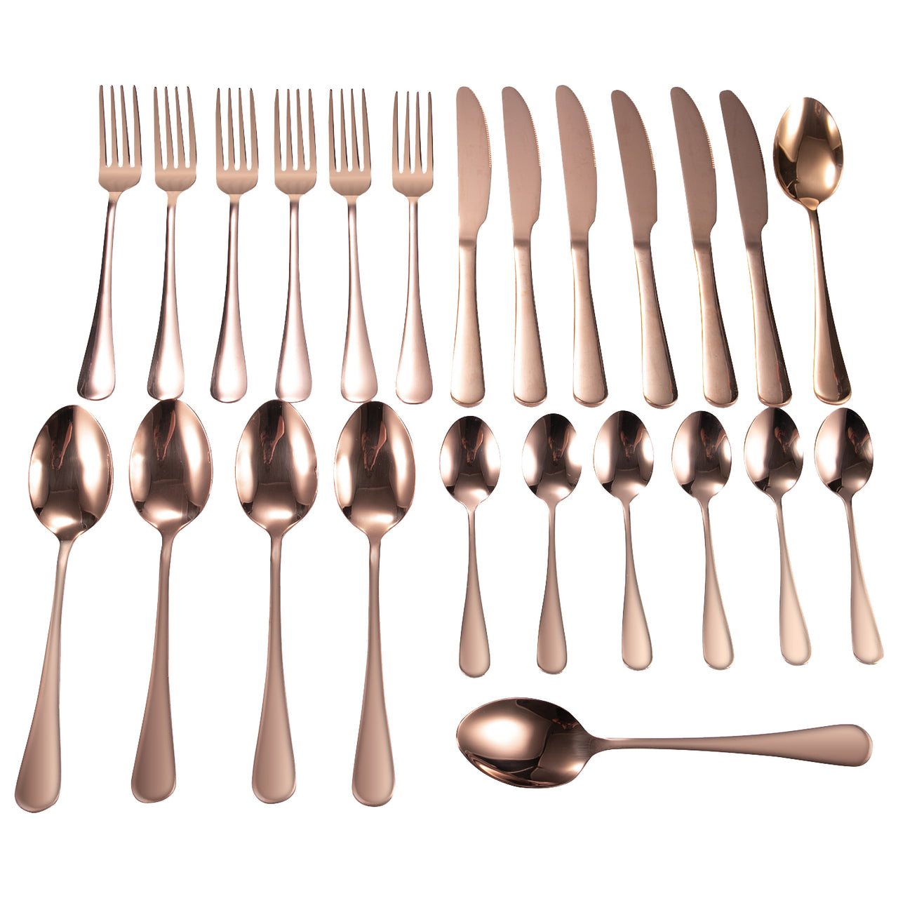 24 Piece Rose Gold Stainless Steel Cutlery Set