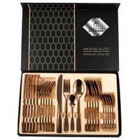 24 Piece Rose Gold Stainless Steel Cutlery Set