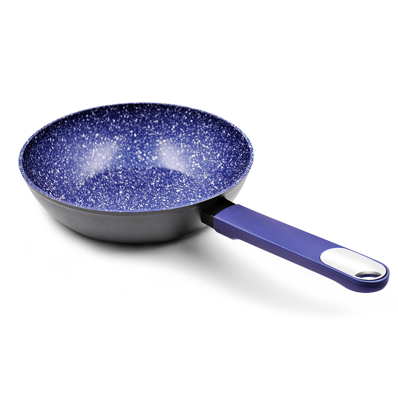 2 Piece Blue Marburg Aluminium Wok Set