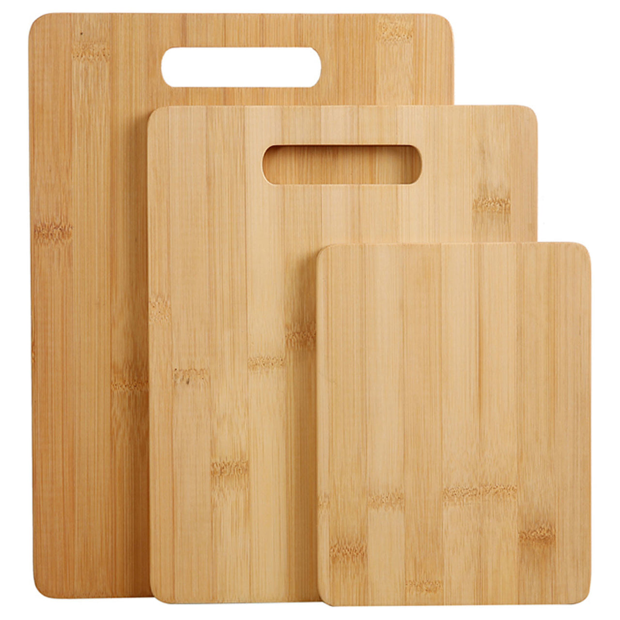 3 Piece Gourmet Kitchen Natural Bamboo Cutting Board Set