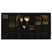 Thumbnail for 30 Piece Black & Gold Cutlery Set