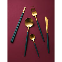 Thumbnail for 30 Piece Green & Gold Cutlery Set