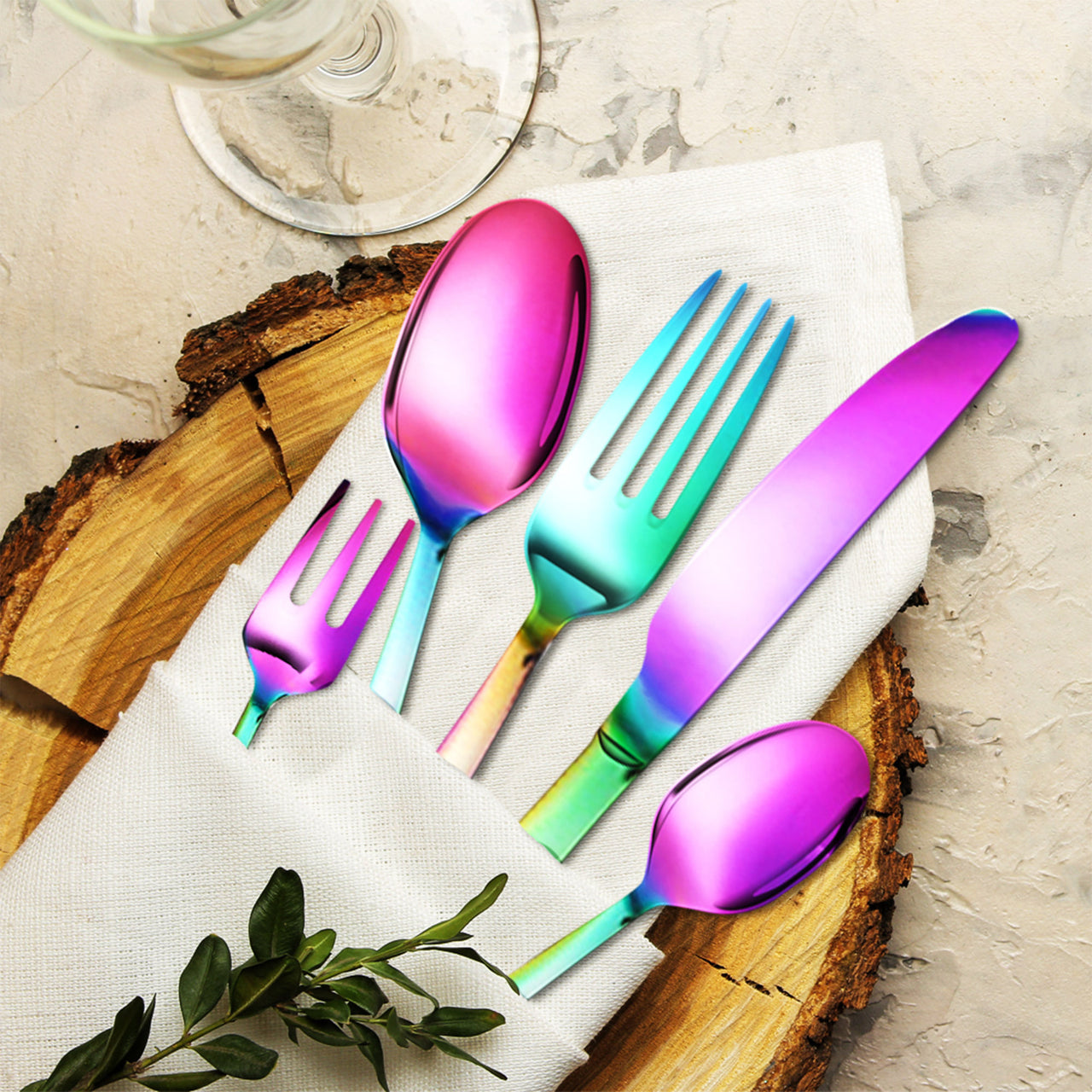 30 Piece Rainbow Prism Stainless Steel Cutlery Set