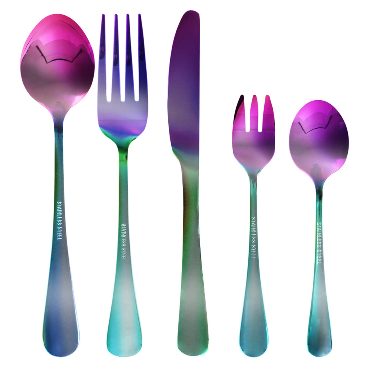 30 Piece Rainbow Prism Stainless Steel Cutlery Set