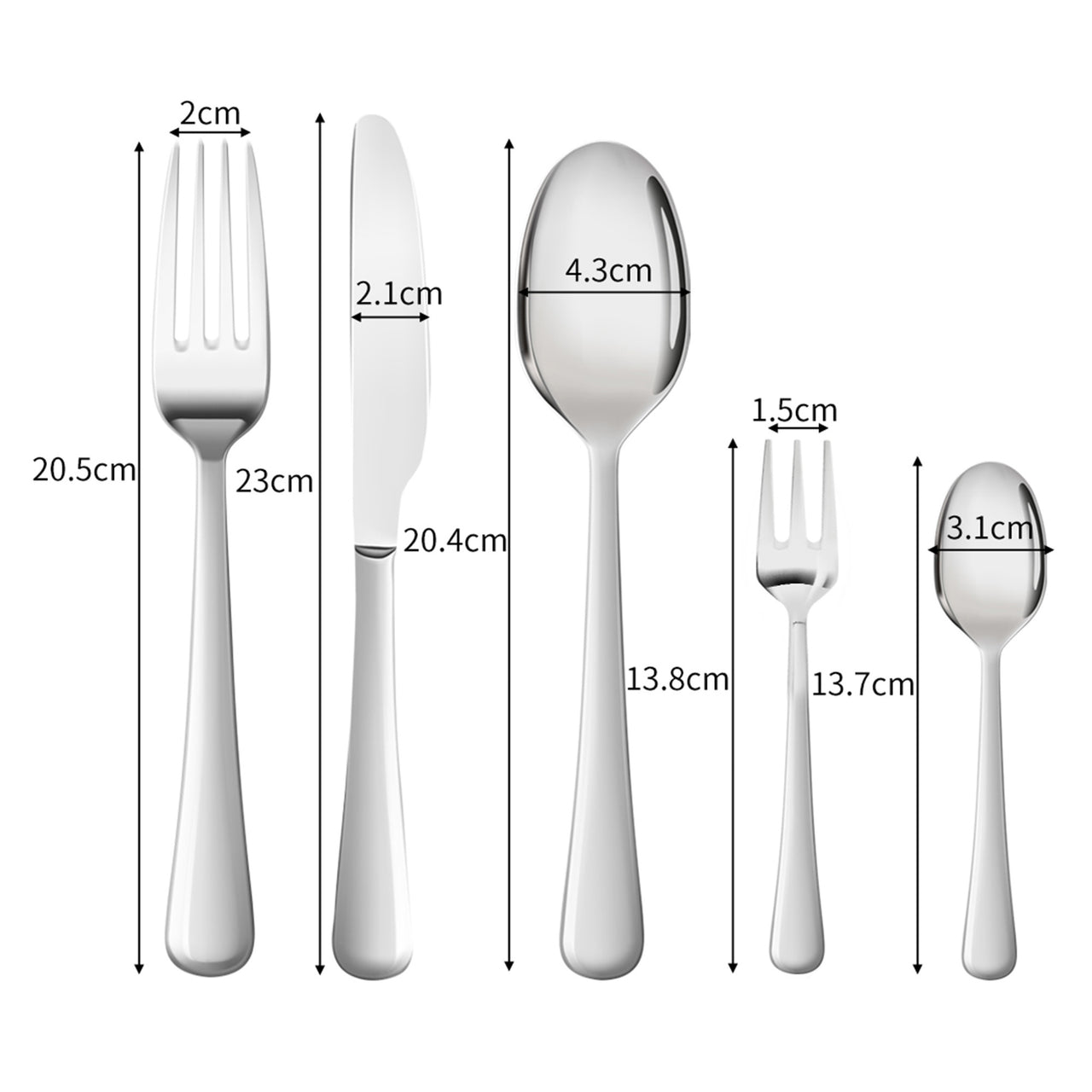 30 Piece Silver Prism Stainless Steel Cutlery Set