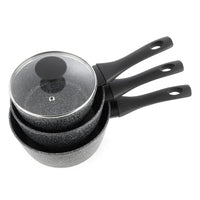 Thumbnail for 3 Piece Salter Black Aluminium Saucepan Set