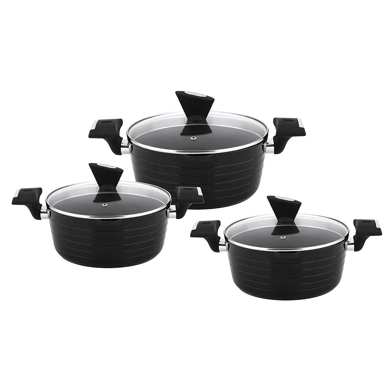 6 Piece Black Monheim Non-Stick Aluminium Cookware Set