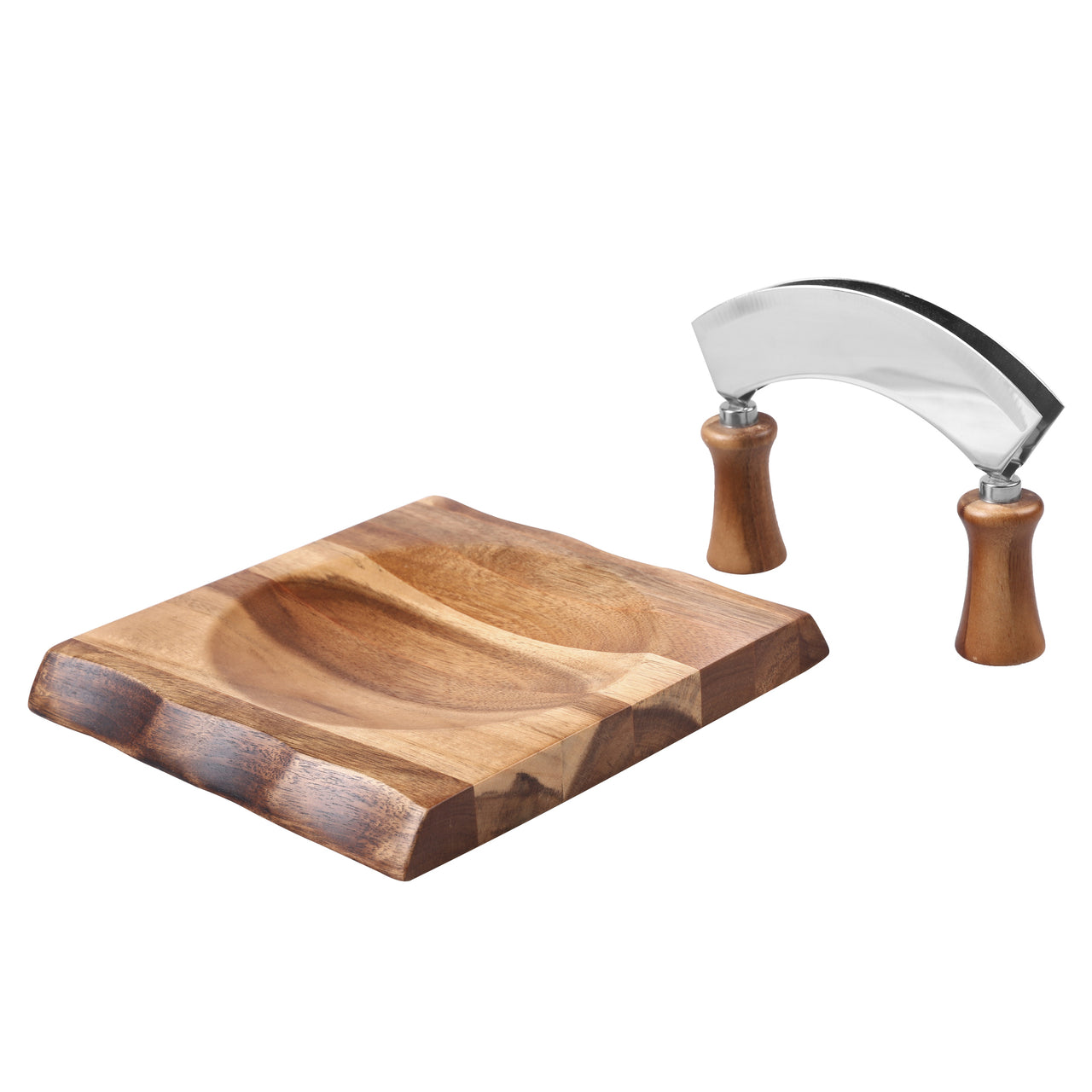 Acacia Cutting Board & Herb Chopper