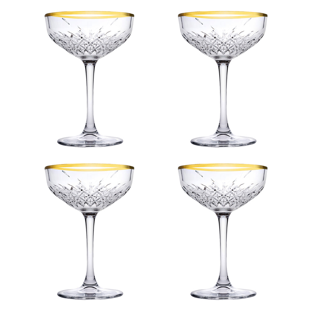 Clear & Gold 255ml Champagne Glasses (Set of 4)