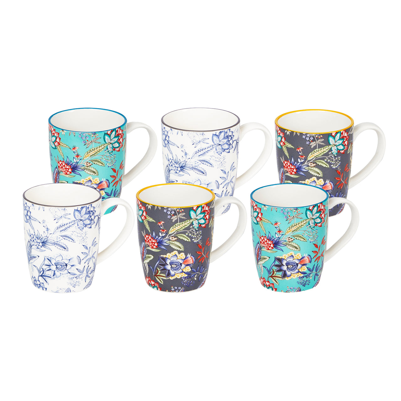 6 Piece Floral Chintz 300ml Porcelain Mug Set