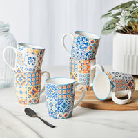 6 Piece Moroccan 200ml Porcelain Mug Set