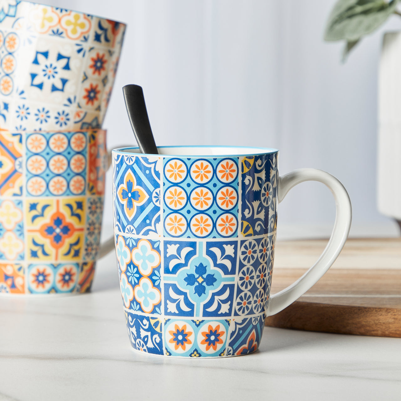 6 Piece Moroccan 200ml Porcelain Mug Set