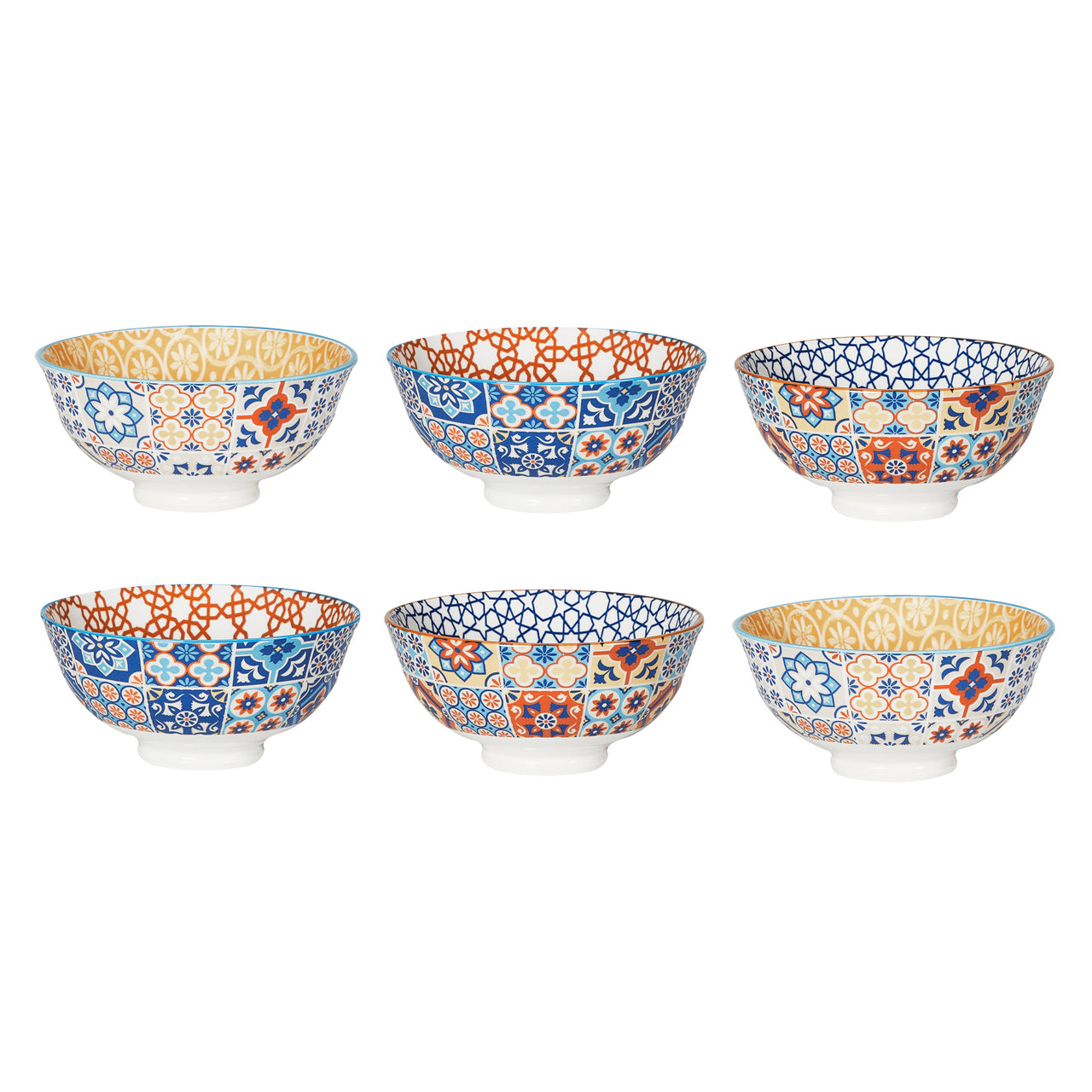 6 Piece Moroccan 12cm Porcelain Rice Bowl Set