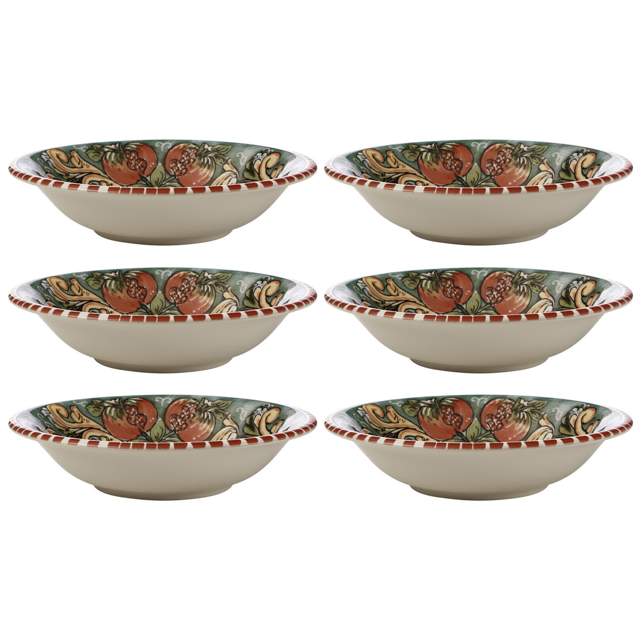 Pomegranates Ceramica Salerno 21cm Pasta Bowls (Set of 6)
