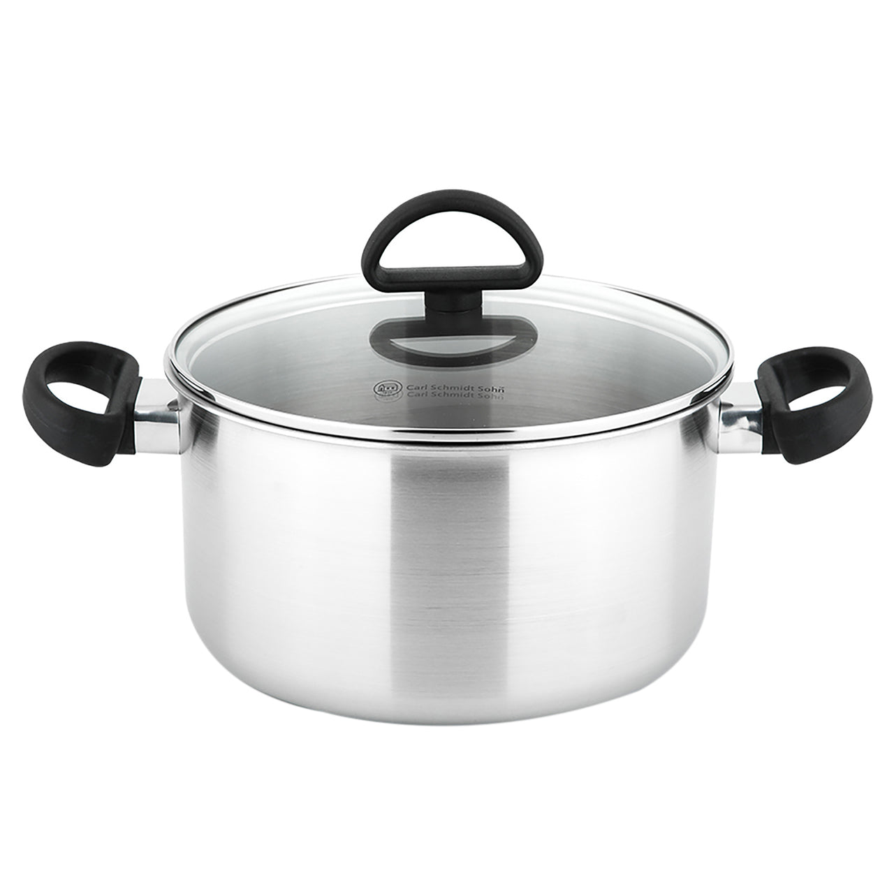 Silver Riesa 5L Stainless Steel Casserole with Glass Lid