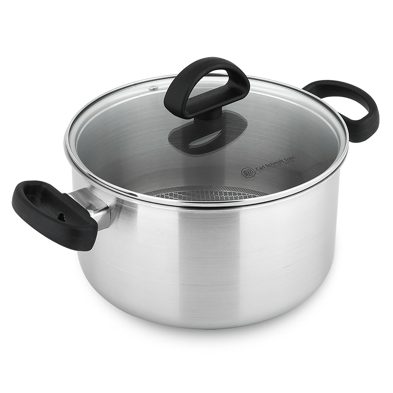 Silver Riesa 5L Stainless Steel Casserole with Glass Lid