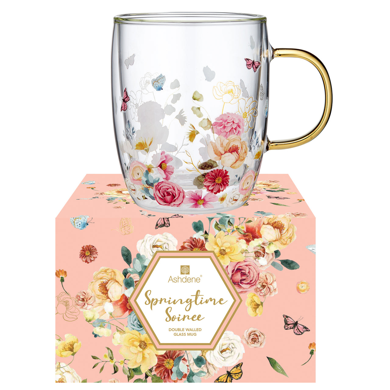 Springtime Soiree 380ml Double Wall Glass Mug