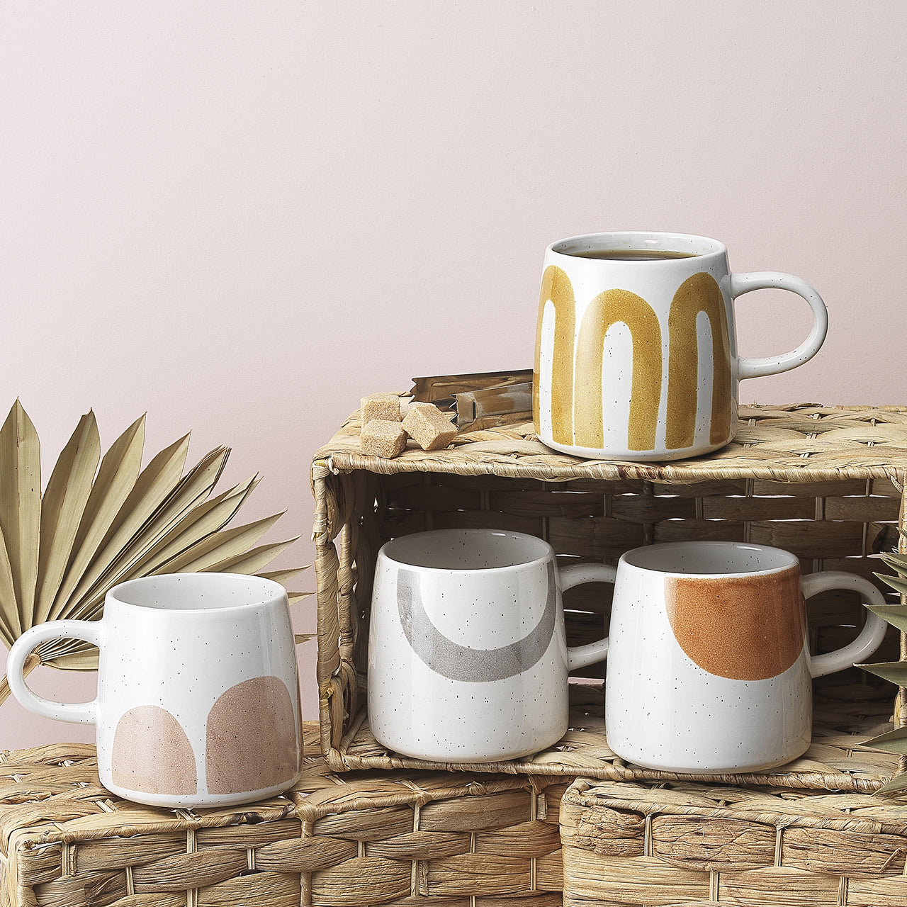 White & Pink Nomad 340ml Stoneware Mugs (Set of 2)